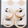 Multi-Pack Twisted Square Studded Hoop Earrings