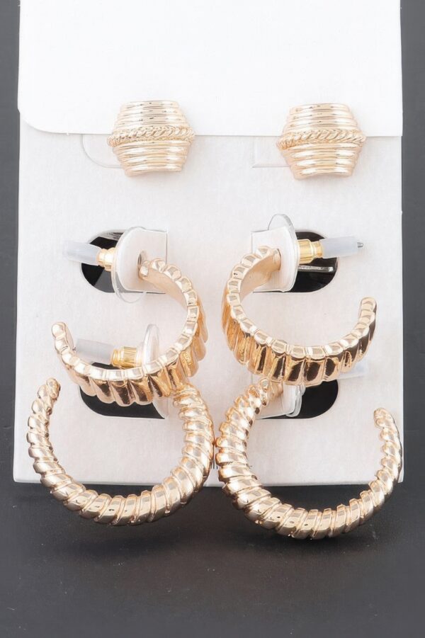 Multi-Pack Twisted Square Studded Hoop Earrings