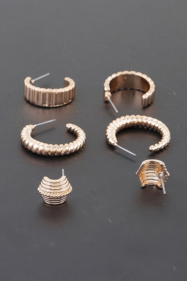 Multi-Pack Twisted Square Studded Hoop Earrings