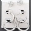 Multi-Pack Twisted Square Studded Hoop Earrings