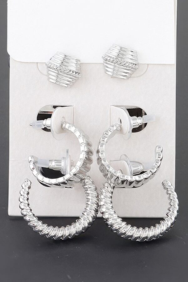 Multi-Pack Twisted Square Studded Hoop Earrings