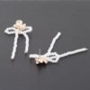 Bejeweled Flower Pearl Ribbon Drop Earrings