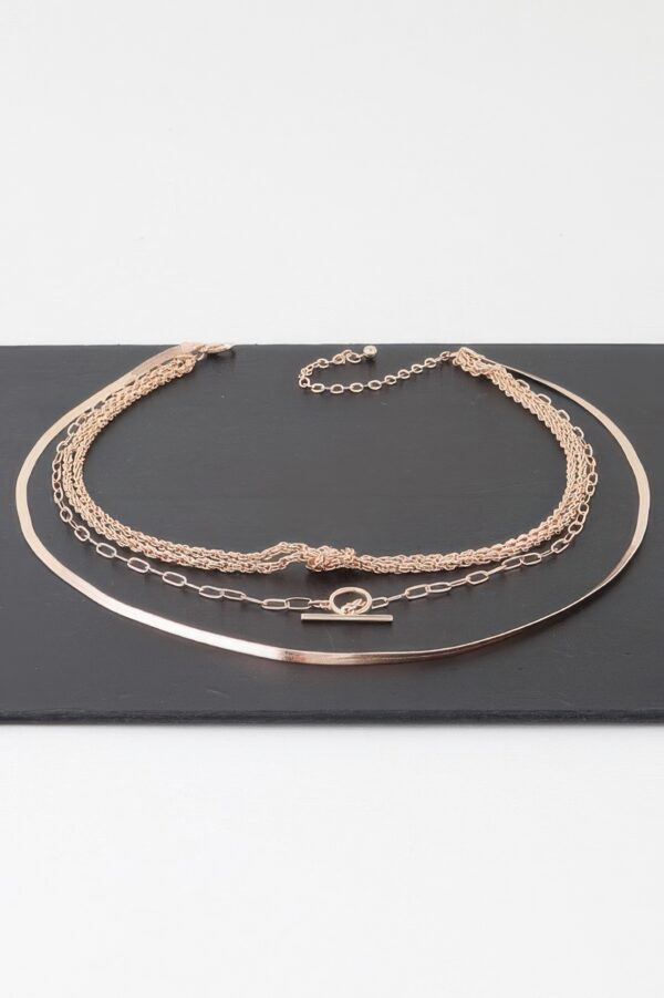 Multi Metallic Toggle Link Necklace – Chunky Short Chain