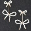 Double Pearl Ribbon Curb-Chain Stud Earrings
