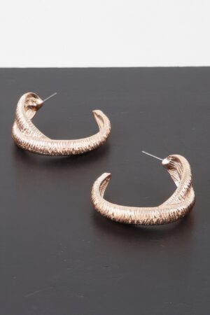 Ribbed Intertwined Hoop Earrings – Twisted Mid-Size Hoops