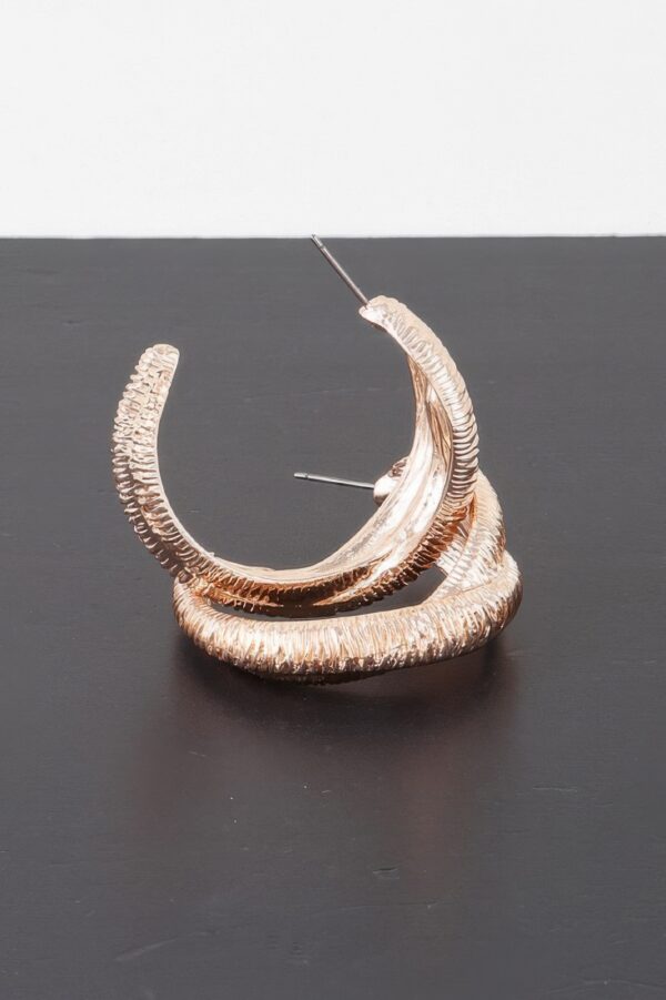 Ribbed Intertwined Hoop Earrings – Twisted Mid-Size Hoops