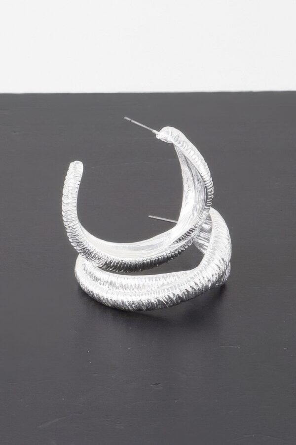 Ribbed Intertwined Hoop Earrings – Twisted Mid-Size Hoops
