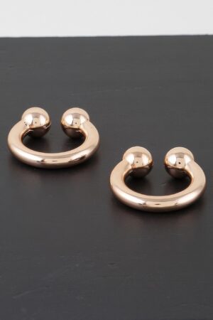 Horn Bolt Chunky Hoop Earrings – Polished Sculptural Hoops