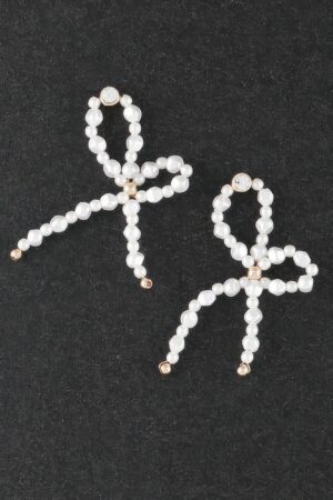 Pearl & Stone Ribbon Drop Earrings