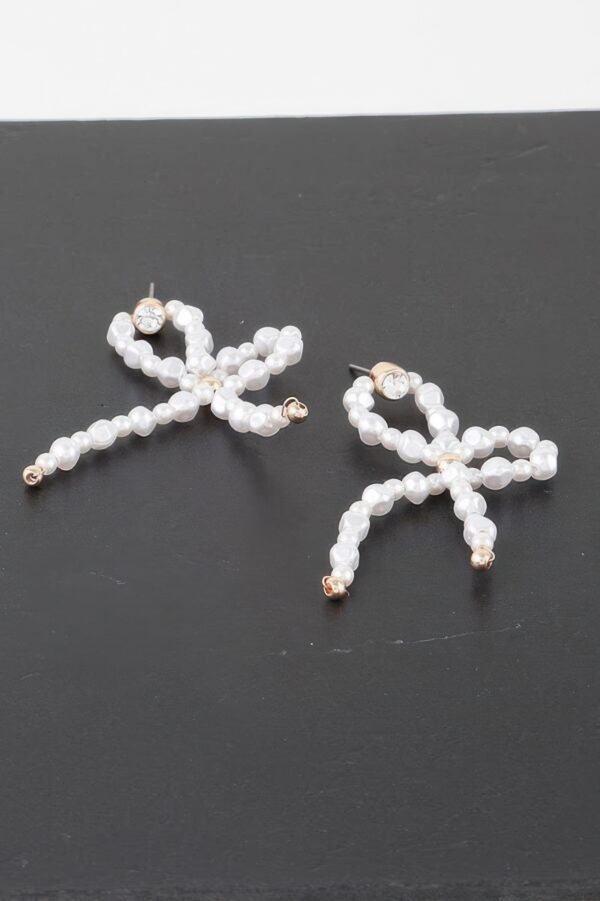 Pearl & Stone Ribbon Drop Earrings