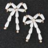 Multi Pearl Ribbon Earrings – Delicate Post-Back Studs