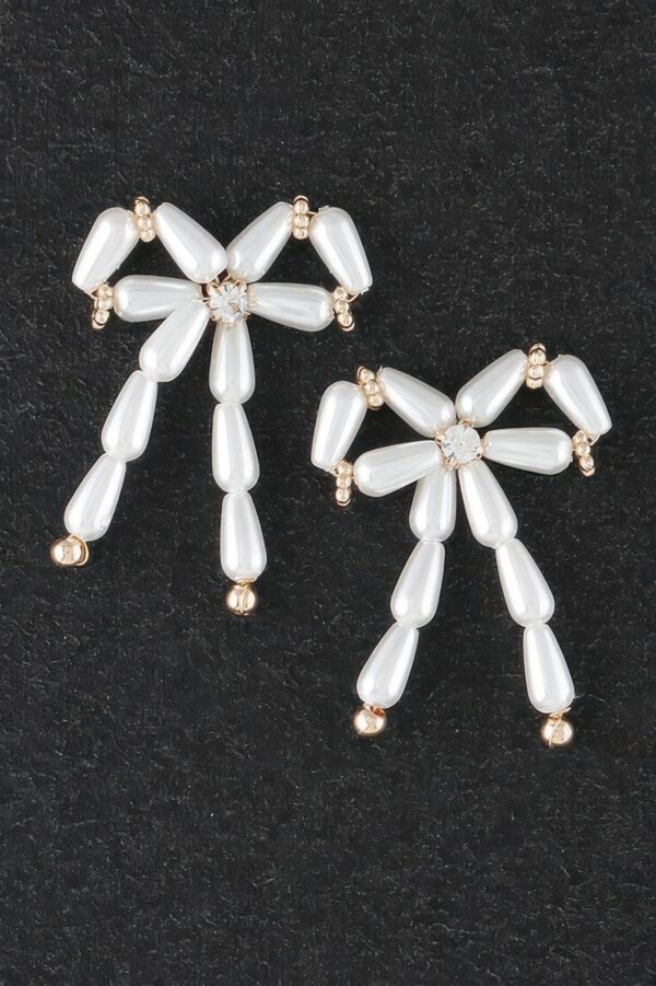 Multi Pearl Ribbon Earrings – Delicate Post-Back Studs