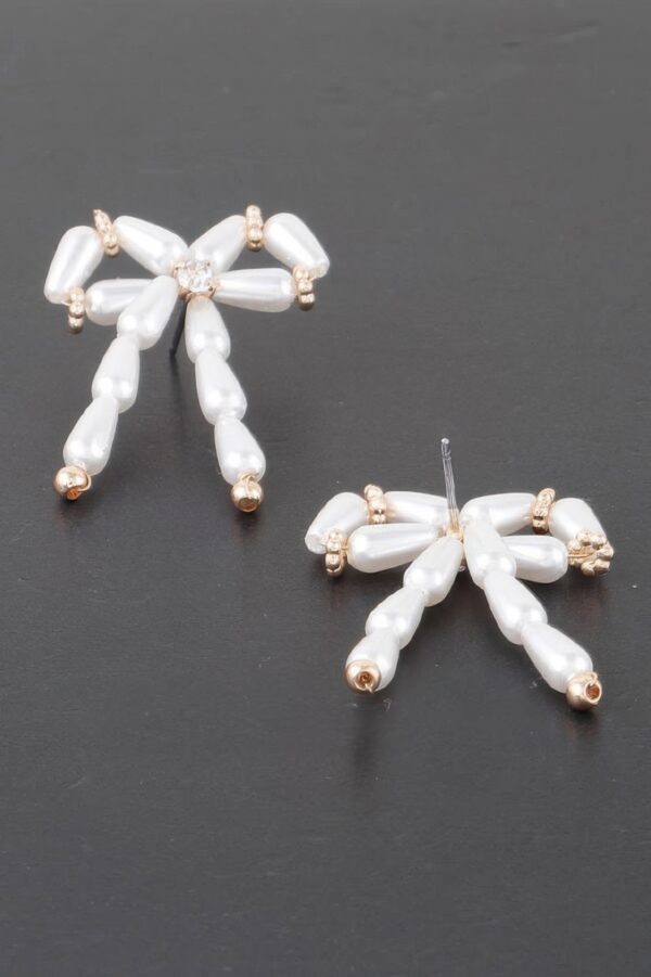 Multi Pearl Ribbon Earrings – Delicate Post-Back Studs