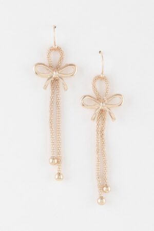 Box Chain Ribbon Drop Earrings – Polished Finish