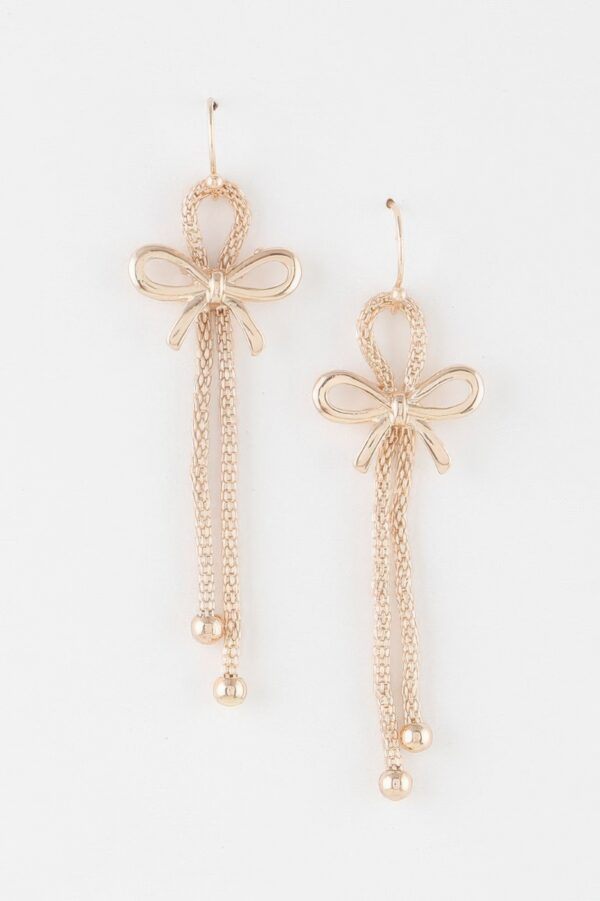 Box Chain Ribbon Drop Earrings – Polished Finish