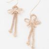 Box Chain Ribbon Drop Earrings – Polished Finish