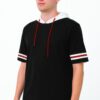 Men’s Short-Sleeve Hooded T-Shirt with Tape Sleeve Detail