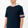 Men’s Short-Sleeve Hooded T-Shirt with Tape Sleeve Detail