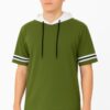 Men’s Short-Sleeve Hooded T-Shirt with Tape Sleeve Detail
