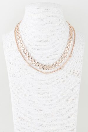 Double Box Chain Necklace – 14″ Layered Polished Finish