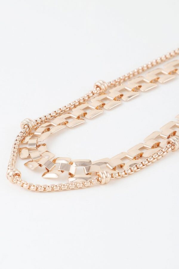 Double Box Chain Necklace – 14″ Layered Polished Finish