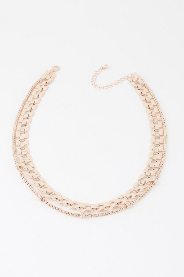 Double Box Chain Necklace – 14″ Layered Polished Finish