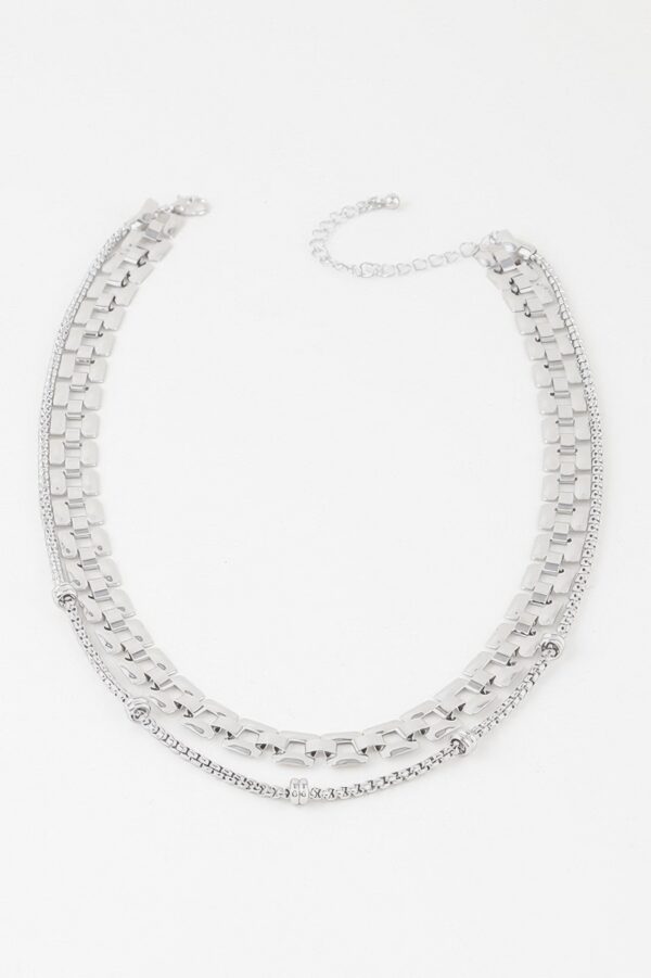 Double Box Chain Necklace – 14″ Layered Polished Finish