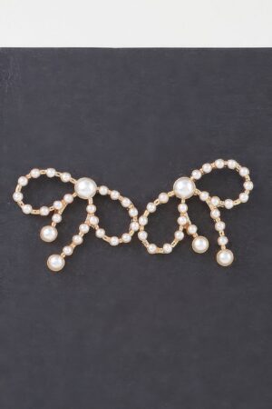 Pearl Ribbon Stud Earrings – Looped Ribbon Accent