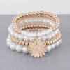 Pearl Beaded Sunflower Stretch Bracelet – Playful Charm