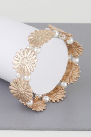 Sunflower Stretch Bracelet with Pearl Accents
