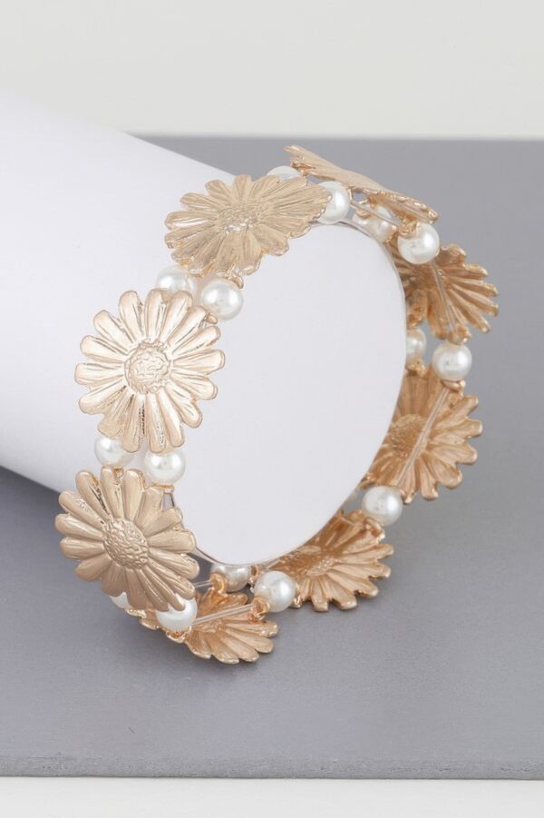 Sunflower Stretch Bracelet with Pearl Accents