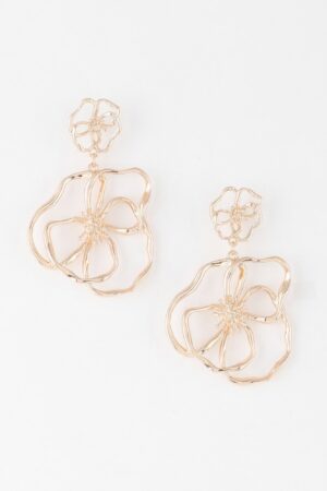 Doodle Flower Drop Earrings – Sketched Floral Silhouette