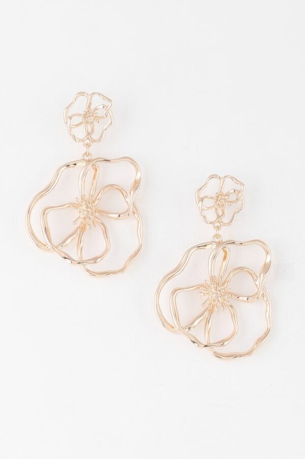 Doodle Flower Drop Earrings – Sketched Floral Silhouette