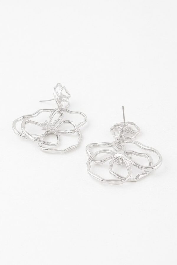 Doodle Flower Drop Earrings – Sketched Floral Silhouette