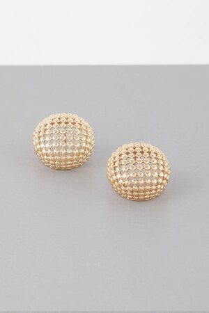 Beaded Dome Stud Earrings – Textured Round Studs