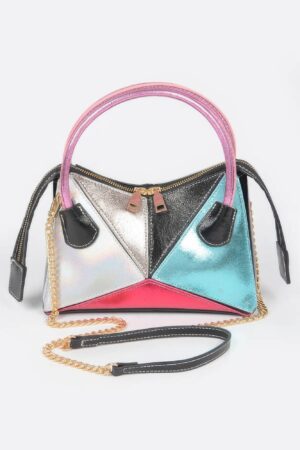Iridescent Metallic Multi-Color Top Handle Bag