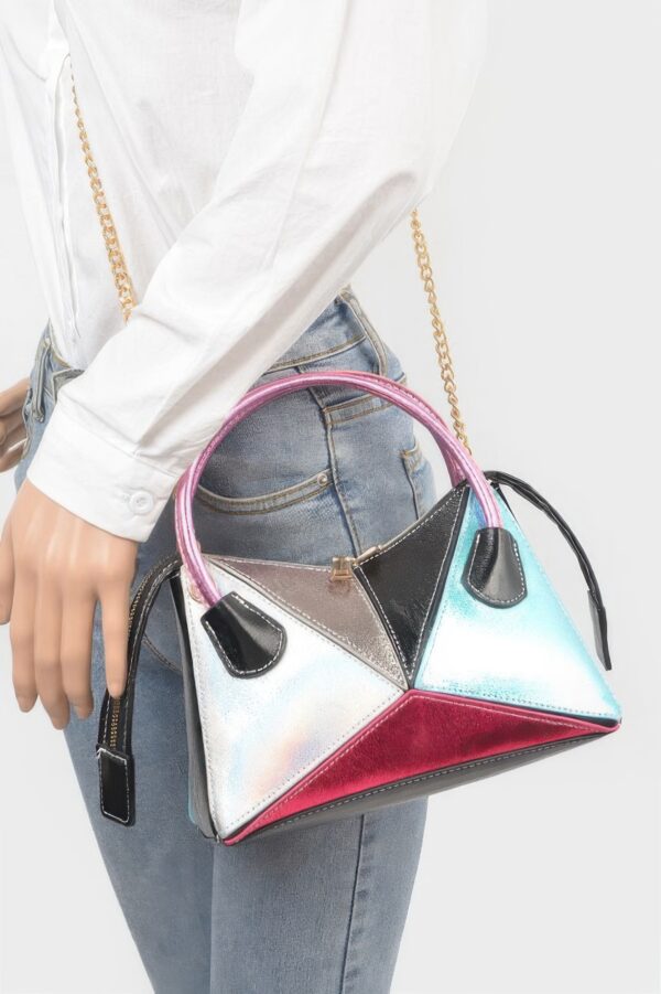 Iridescent Metallic Multi-Color Top Handle Bag
