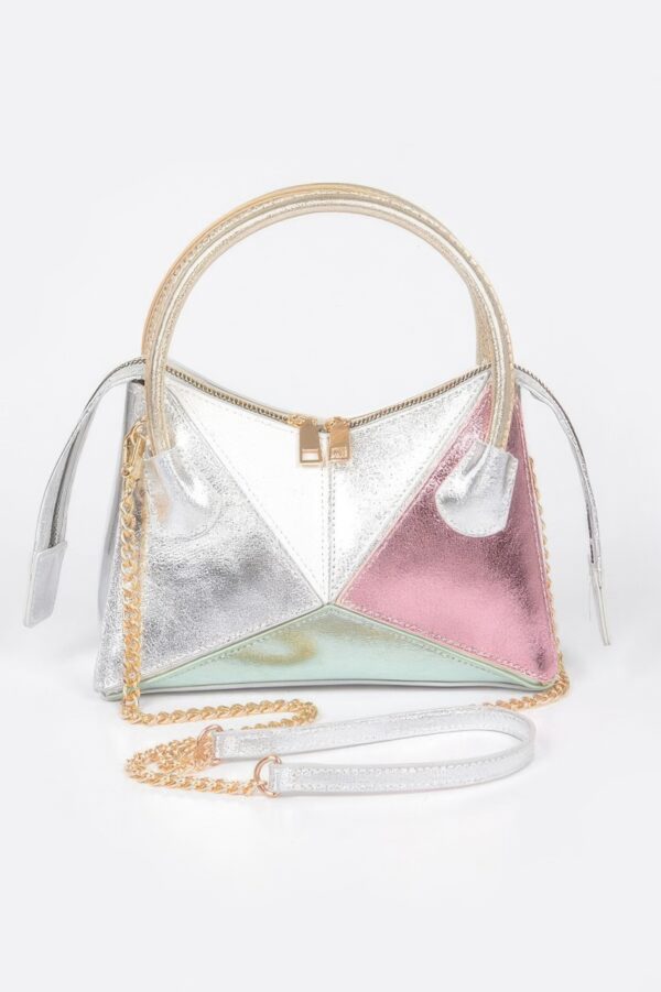 Iridescent Metallic Multi-Color Top Handle Bag