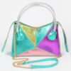 Iridescent Metallic Multi-Color Top Handle Bag