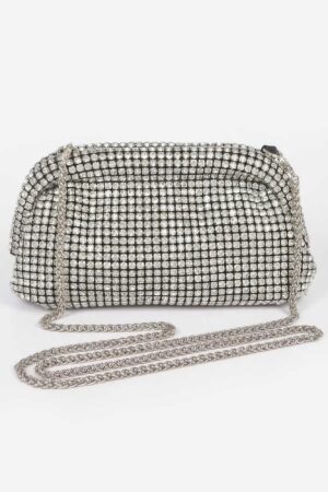 Oversized Rhinestone Party Clutch with Mixed-Metal Trim