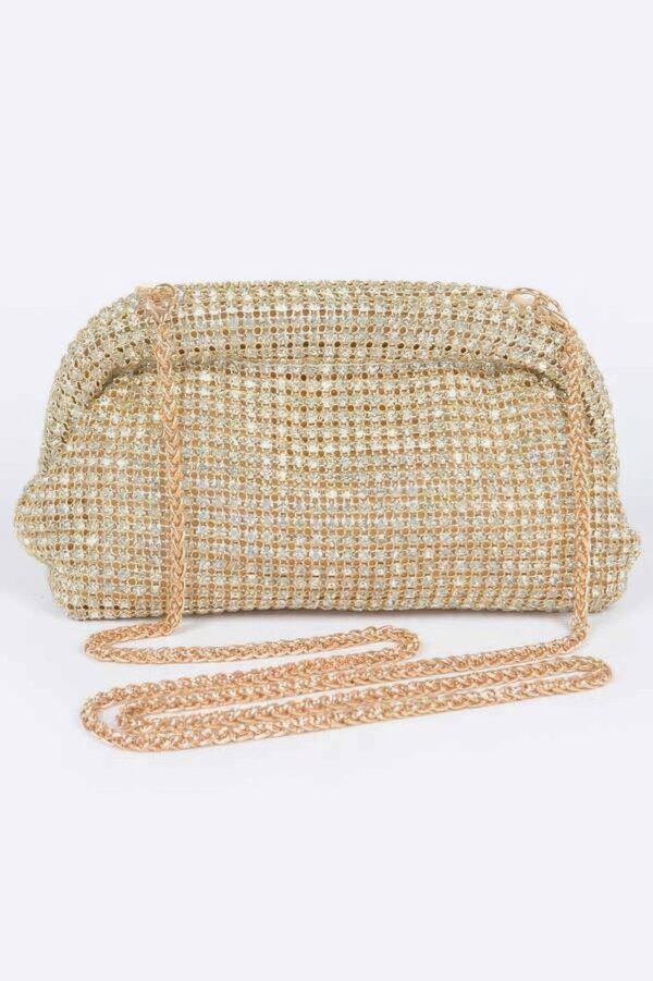 Oversized Rhinestone Party Clutch with Mixed-Metal Trim