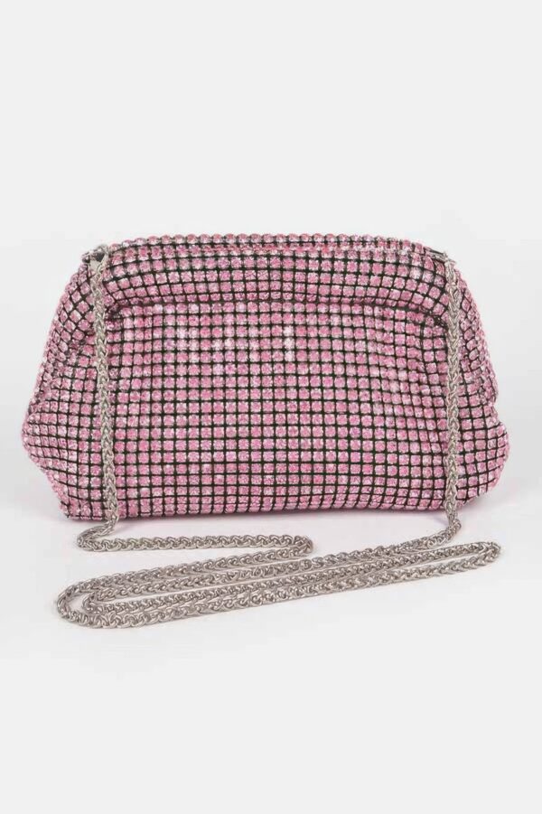 Oversized Rhinestone Party Clutch with Mixed-Metal Trim