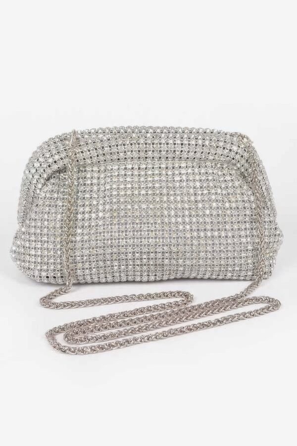Oversized Rhinestone Party Clutch with Mixed-Metal Trim