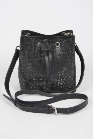 Rhinestone Bucket Bag with Mixed Metal Hardware