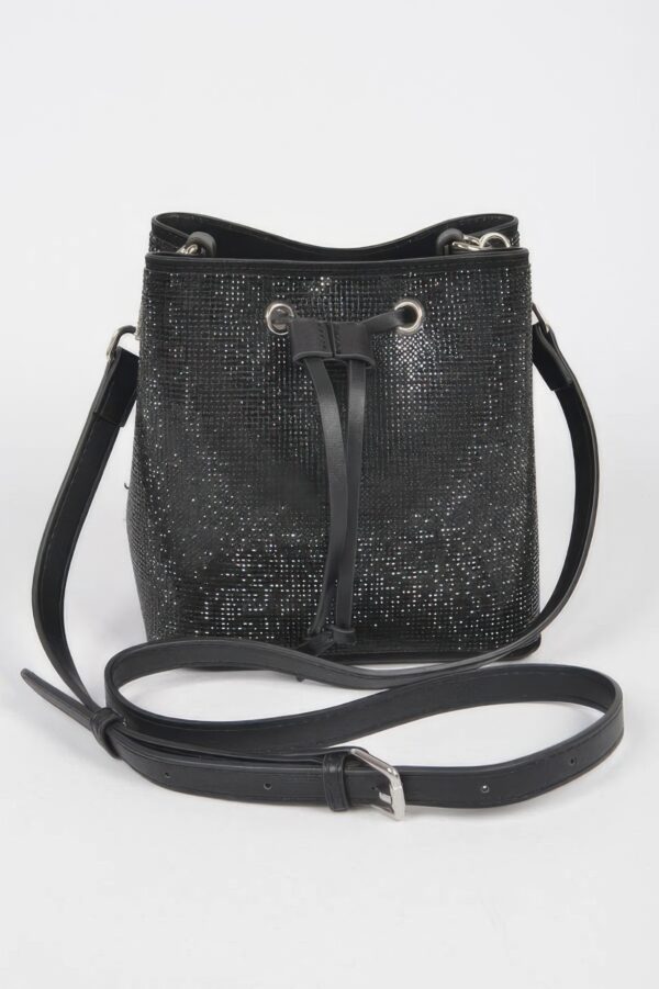 Rhinestone Bucket Bag with Mixed Metal Hardware