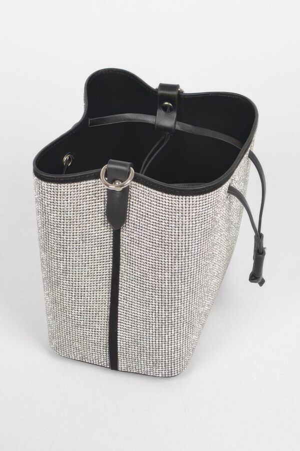 Rhinestone Bucket Bag with Mixed Metal Hardware
