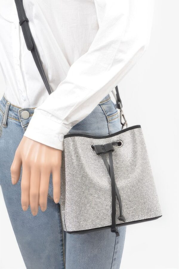 Rhinestone Bucket Bag with Mixed Metal Hardware