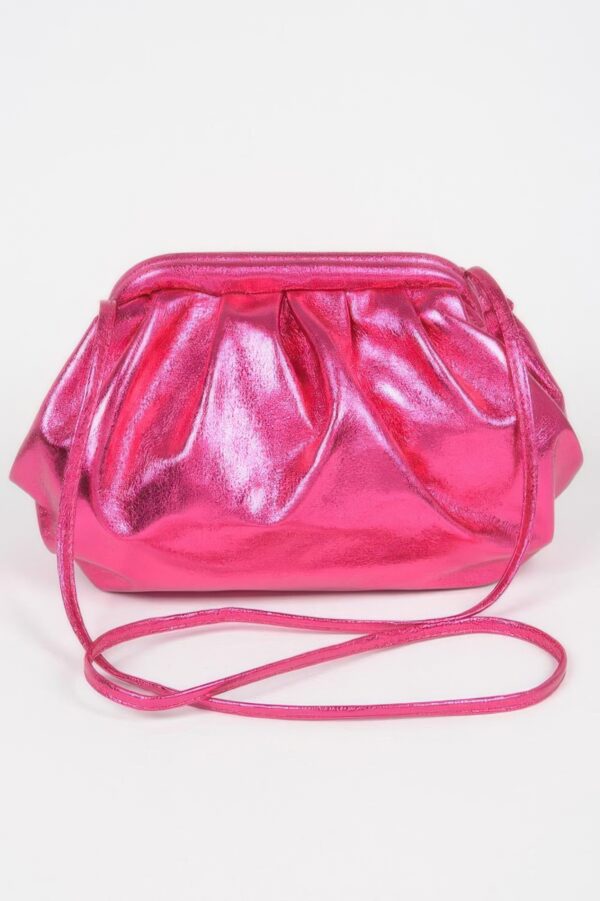 Quilted Metallic PU Bucket Crossbody Bag