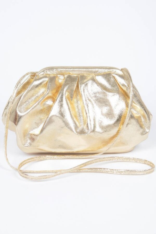 Quilted Metallic PU Bucket Crossbody Bag