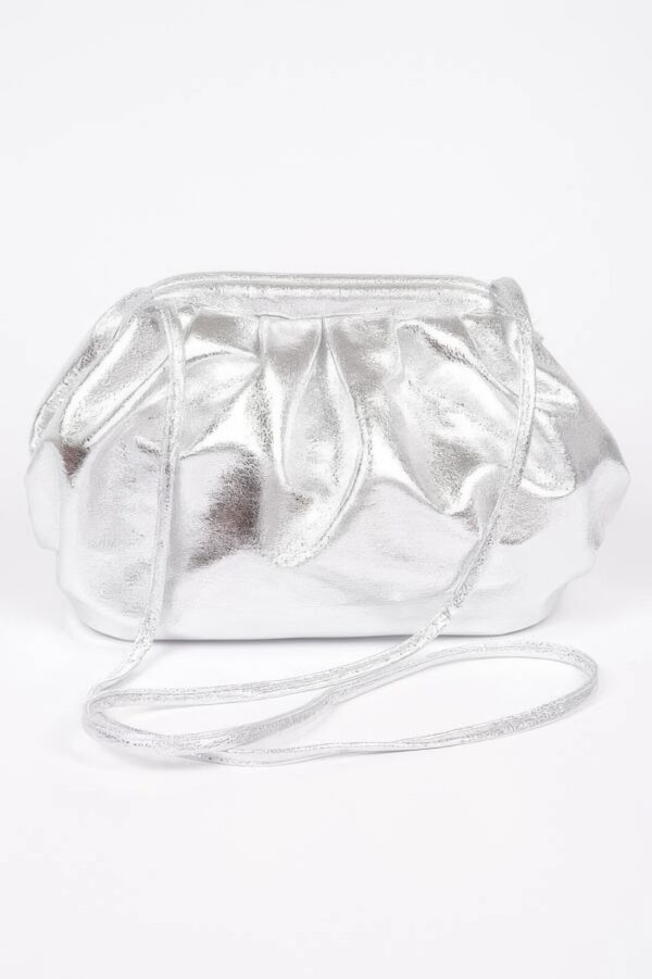 Quilted Metallic PU Bucket Crossbody Bag